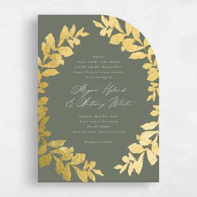 Green Half arch Wedding Invitation - Jasmine Classic Foil