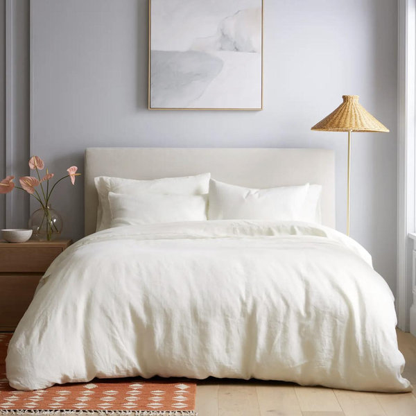 European Linen Duvet Cover Set - King/Cal King, color ivory