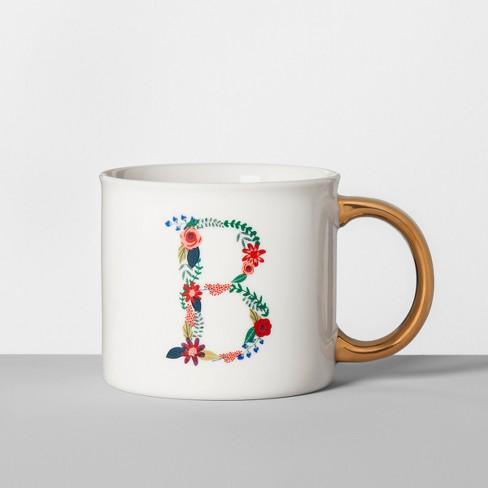 Monogrammed Porcelain Floral Mug 16oz White/Gold - Opalhouse™