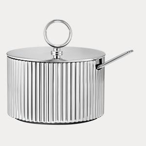 BERNADOTTE sugar bowl w. spoon in stainless steel | Georg Jensen