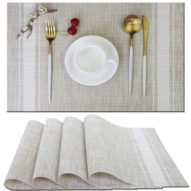 Bright Dream Placemats for Dinning Washable Easy Clean for Dinner Table Heat-resistand PVC Table Mats 12x18 inches (placemats Set of 4, White)