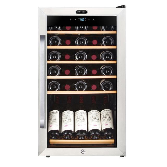 Whynter FWC-341TS 34 Bottle Freestanding Wine Refrigerator with Display Shelf and Digital Control, Stainless Steel, One Size
