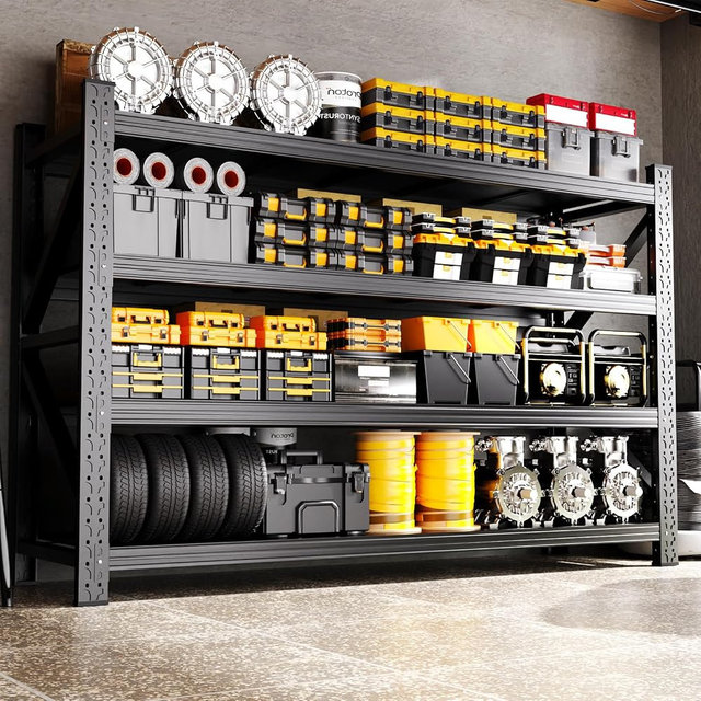 AXASIIO 79"W Heavy Duty Storage Shelves, 8000LBS Adjustable Garage Shelving Unit, Rust Proof Large Metal Storage Rack, 24"D x 79"W x 74"H Industrial Shelving for Warehouse, Basement, Shop, Supermarket