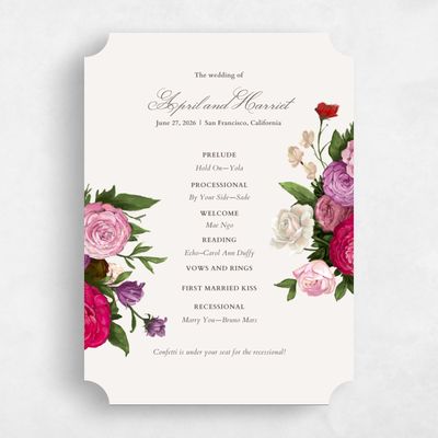 Beige Ticket Wedding Program - Eleganza