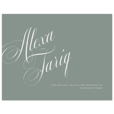 Deep Sage, Green Wedding Digital Save the Date - Dametta Landscape