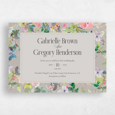 Greige, Grey Wedding Invitation - Addison Landscape