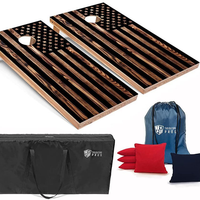 Tailgating Pros Cornhole Boards - 4'x2' Cornhole Game w/Carrying Case & Set of 8 Corn Hole Bean Bags w/Tote