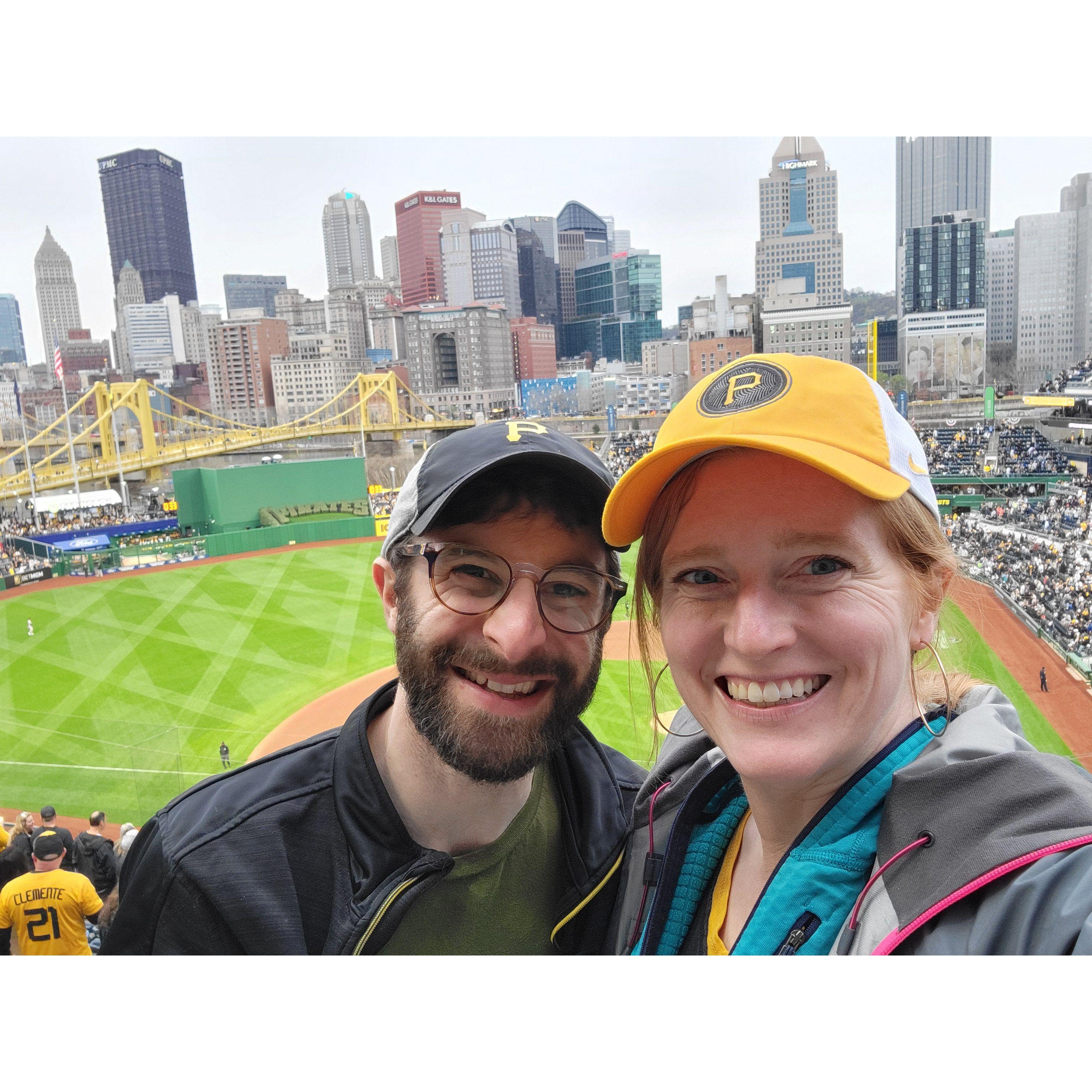 Our first of many Pirates games together. Sidney loves baseball, Kelly loves ballpark food, and they both love the view from PNC Park.