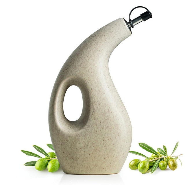 Miamolo Oil Dispenser for Kitchen，Ceramic Olive Oil Dispenser Bottle with Spout, Cooking Oil Dispenser for Vinegar Coffee Syrups & Other Liquids, 23oz