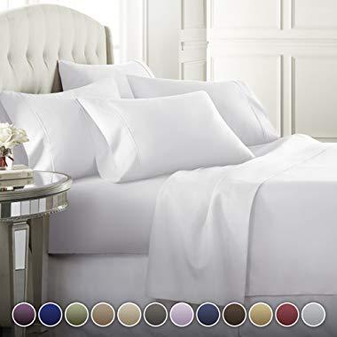 6 Piece Hotel Luxury Soft 1800 Series Premium Bed Sheets Set, Deep Pockets, Hypoallergenic, Wrinkle & Fade Resistant Bedding Set(Full, White)