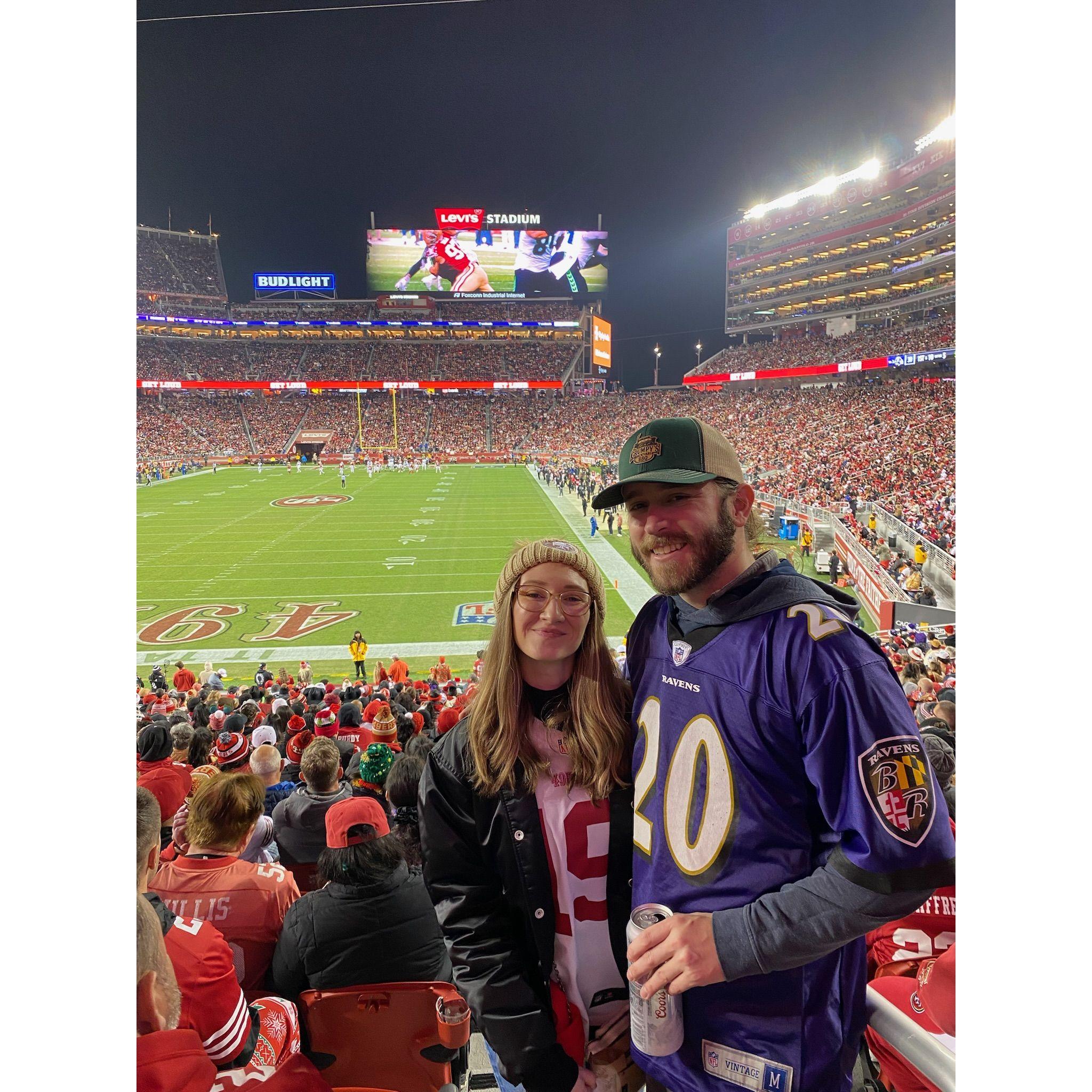 Ryan finally got to spend Christmas in California with my family where we also got to catch a Ravens and Niners game. If we include football games, Ryan is 3-0