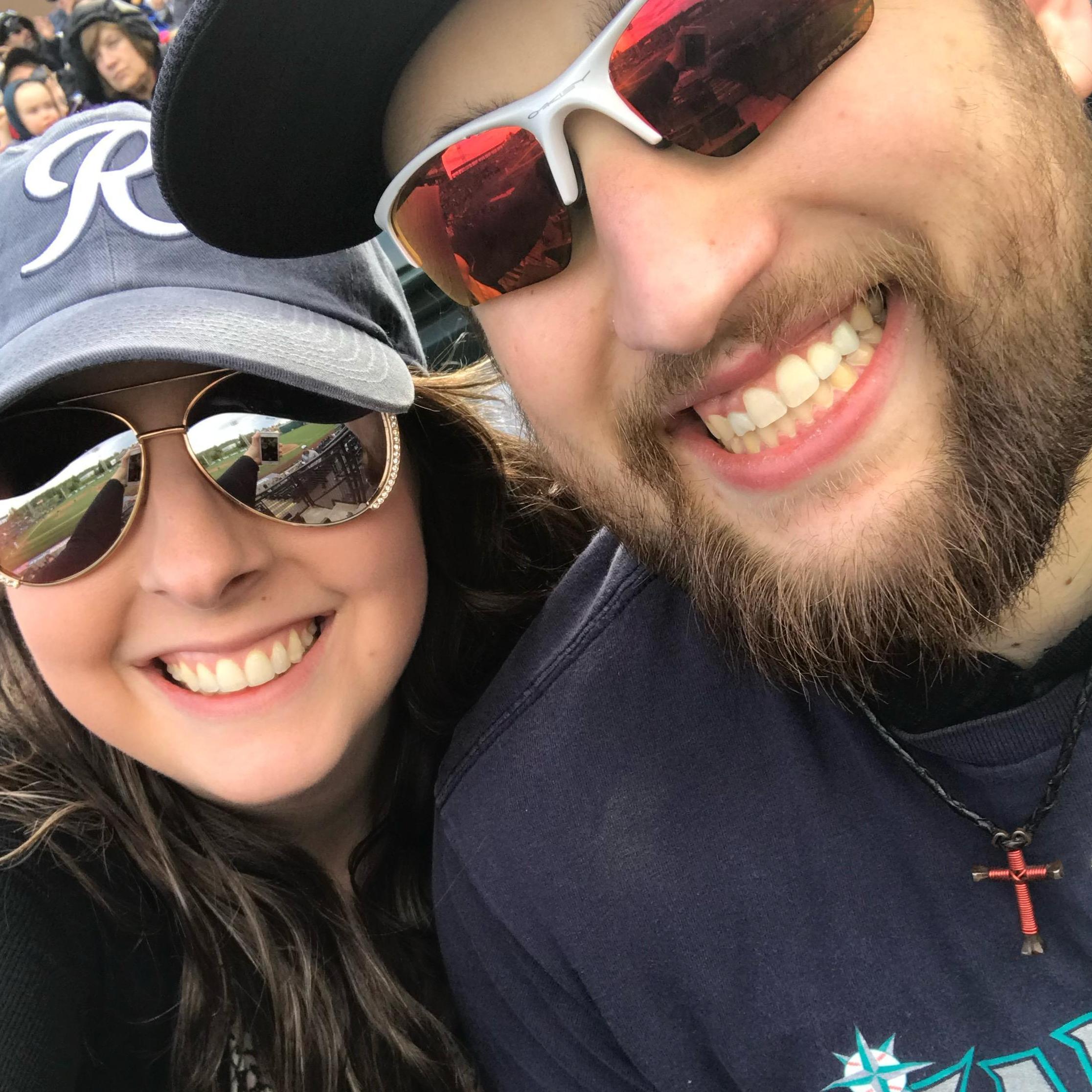 Our first picture together! On our fourth date we went to a Rainier’s game and ended up talking at the bar for over half the game. We didn’t even realize we had missed the whole thing!