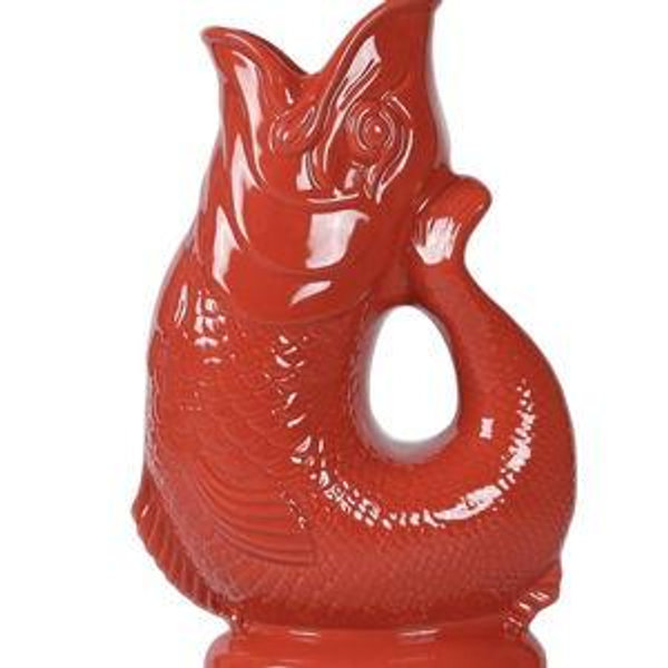 Wade Ceramics Extra Large 11" Gluggle Jug Fish Pitcher in RED