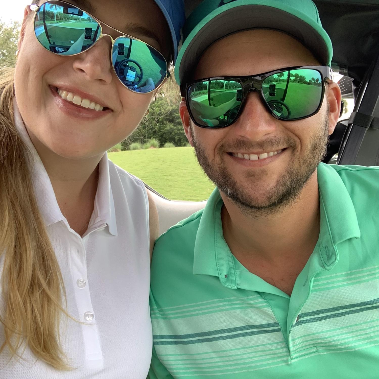 Chloe and Caleb golfing together in Naples. 2022
