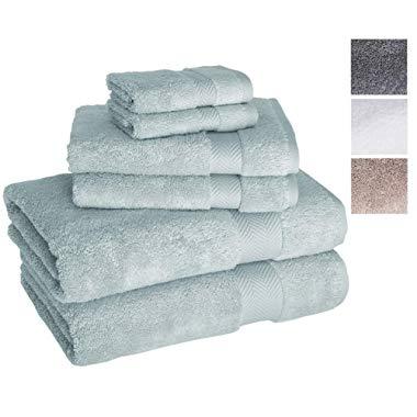 Towels Beyond Luxury 6 Piece Bath Towel Set - Quick Dry Hotel and Spa Soft Cotton Linen Made with 100% Turkish Cotton (Sea Foam)