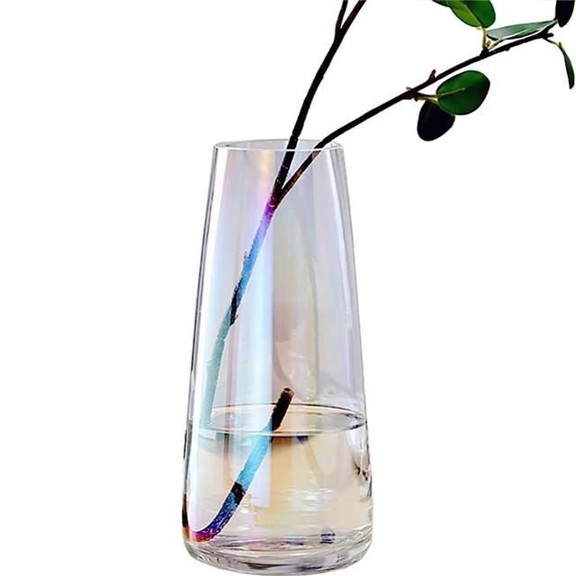 Fantastic Ryan Ins Modern Glass Vase Irised Crystal Clear Glass Vase for Home Office Decor (Irised Clear)