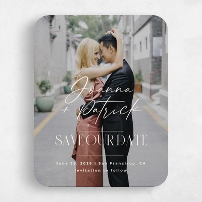 Beige Rounded Wedding Save the Date - Hannegan Photo