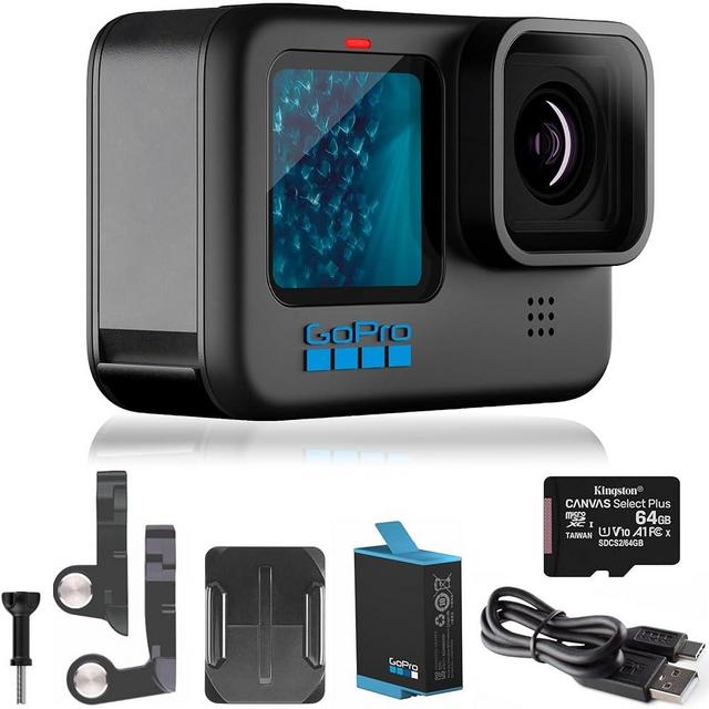 GoPro HERO11 Black + 64GB Kingston SD Card – E-Commerce Packaging - Waterproof Action Camera with 5.3K60 Ultra HD Video, 27MP Photos, 1/1.9" Image Sensor, Live Streaming, Webcam, Stabilization