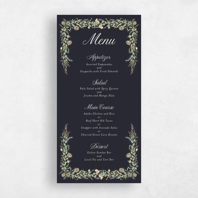 Ebony, Black Wedding Menu - Nektar