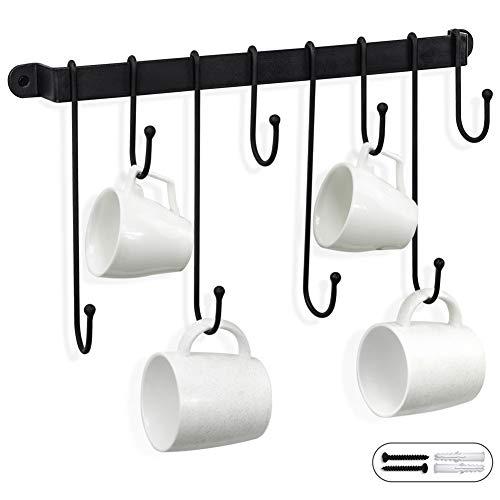 AJART Coffee Mug Rack Form Hand-Forged (17 inches/Black) Free and Highly Flexible for Mug Hooks …