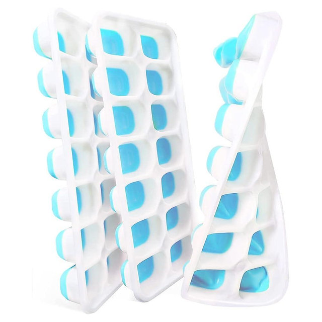 VEHHE Ice Cube Molds silicone,Ice Cube Trays with Lid,Square Ice Cube Molds,Square Silicone Ice Cube Trays with Removable Lid,Flexible 14-Ice Cube Trays for Cocktail,Freezer(Blue)