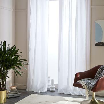Sheer Belgian Flax Linen Curtain - White