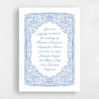 Blue Wedding Invitation - Pienza Portrait