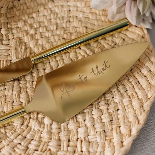 Kate Spade Gold Wedding Cake Knife & Server Set