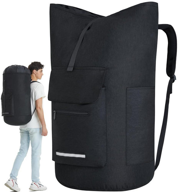 Laundry Bag Extra Large 115L, Laundry Backpack Bag, Laundry Bags Extra Large Heavy Duty, Laundry Bag with Straps, Clothes Hamper Bags with 4 Pockets, College Laundromat Backpack for Dorm Room