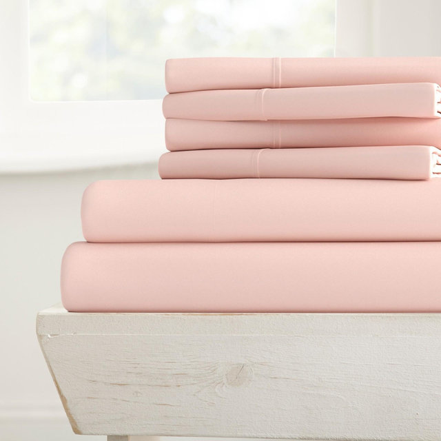 Solid 6 Piece Sheet Set - Ultra Soft, Easy Care - Becky Cameron, Blush, King