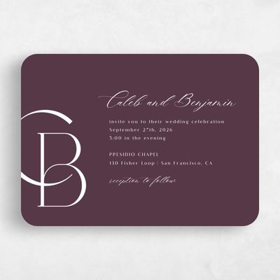 Purple Rounded Wedding Invitation - Kenai Landscape