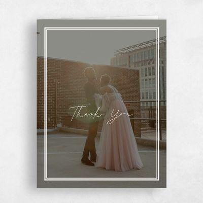 Beige Bordered Wedding Thank You - Micah Photo