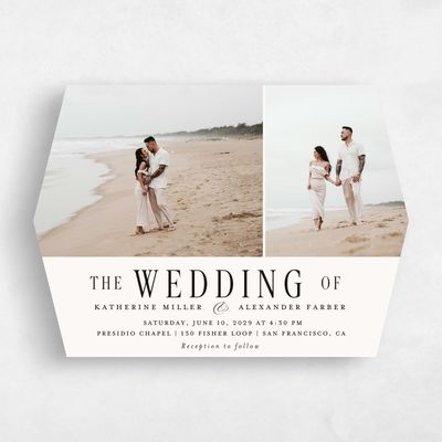 Beige Diamond Wedding Invitation - Dove Multiphoto