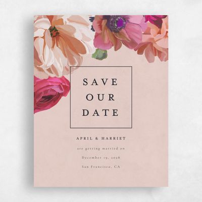 Dusty Rose, Pink Wedding Save the Date - Wildrose Portrait
