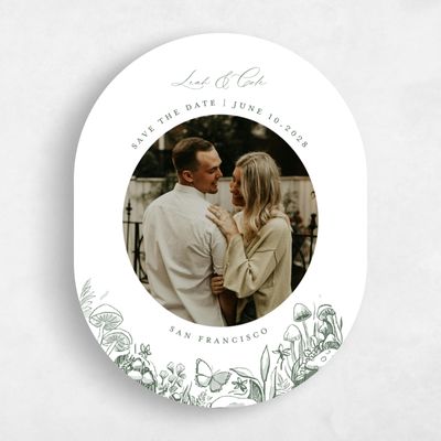 Green Oval Wedding Save the Date - Kalinda Photo