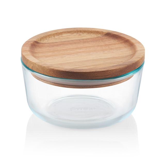 Pyrex®4-cup Glass Food Storage Container with Wood Lid
