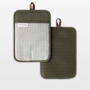 KitchenAid Design Series Evergreen Potholders, Set of 2 + Reviews | Crate & Barrel