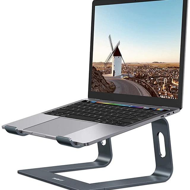 Nulaxy Laptop Stand, Ergonomic Aluminum Laptop Mount Computer Stand, Detachable Laptop Riser Notebook Holder Stand Compatible with Macbook Air Pro, Dell XPS, Lenovo More 10-15.6" Laptops - Space Gray