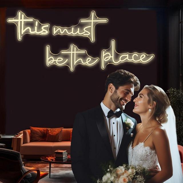 This must be the place Neon Sign Light Home Wall Art Bedroom Dorm Office Living Room Game Room Man Cave Business Cafe Store Decor Wedding Birthday Party Gift （Super Large Style/79.89inch）