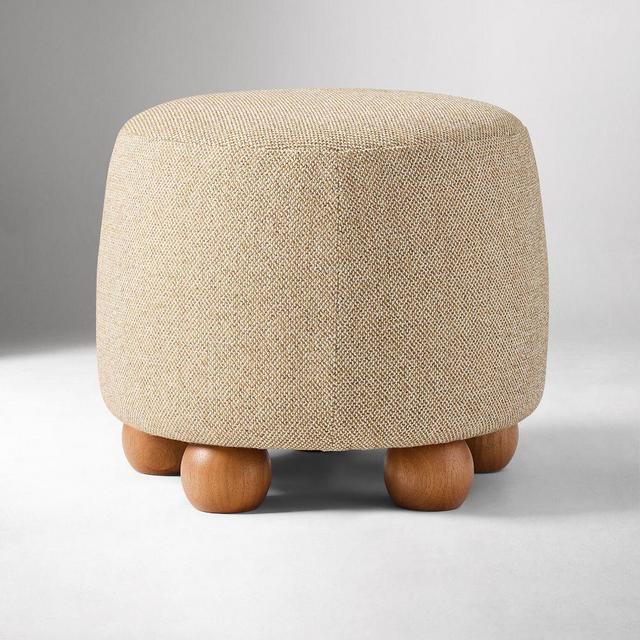 Thalia 20" Ottoman Performance Marled Basketweave Tawny Poly Cool Walnut