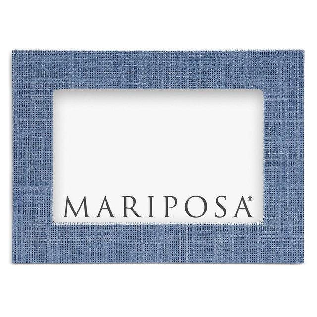Mariposa Heather Blue Faux Glasscloth Frame, 4" x 6"