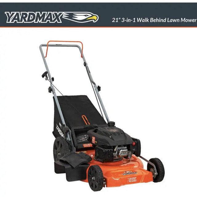 YARDMAX 21 in. 170cc 3-in-1 Gas Walk Behind Push Lawn Mower with High Rear Wheels YG1650