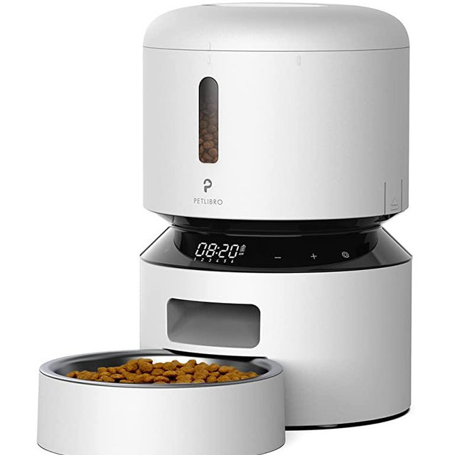 PETLIBRO Automatic Cat Feeder, Pet Dry Food Dispenser Triple Preservation with Stainless Steel Bowl & Twist Lock Lid, Up to 50 Portions 6 Meals Per Day, Granary for Small/Medium Pets