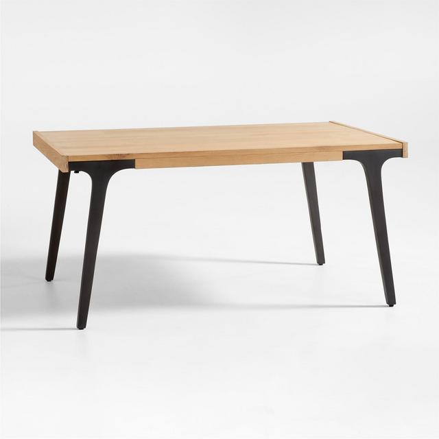 Lakin 61" White Oak Wood Extendable Dining Table