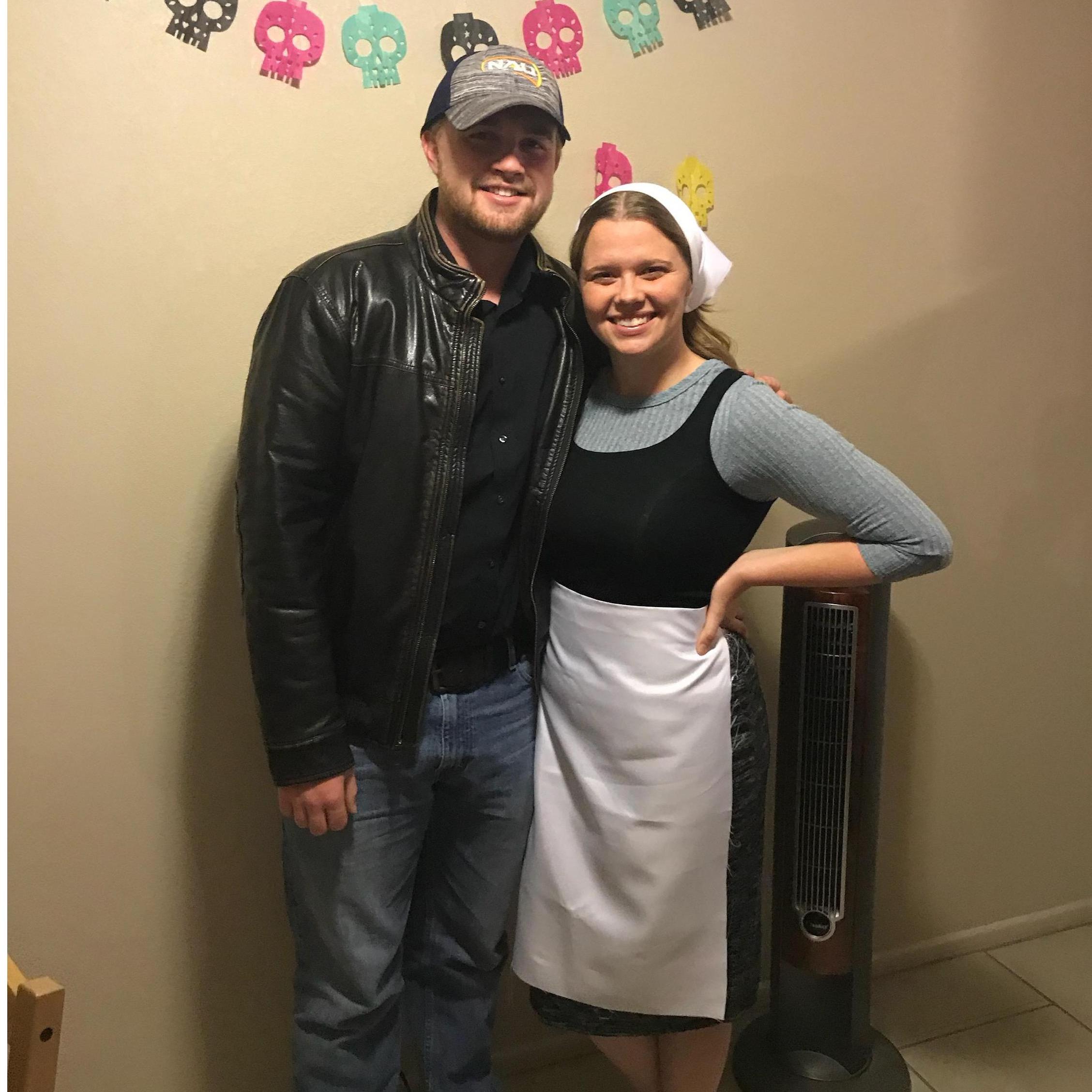 The first picture we took as a couple! This was during a Halloween party with our church small group. Grant was dressed as Zach (one of the groomsmen), and I dressed up as Cinderella!