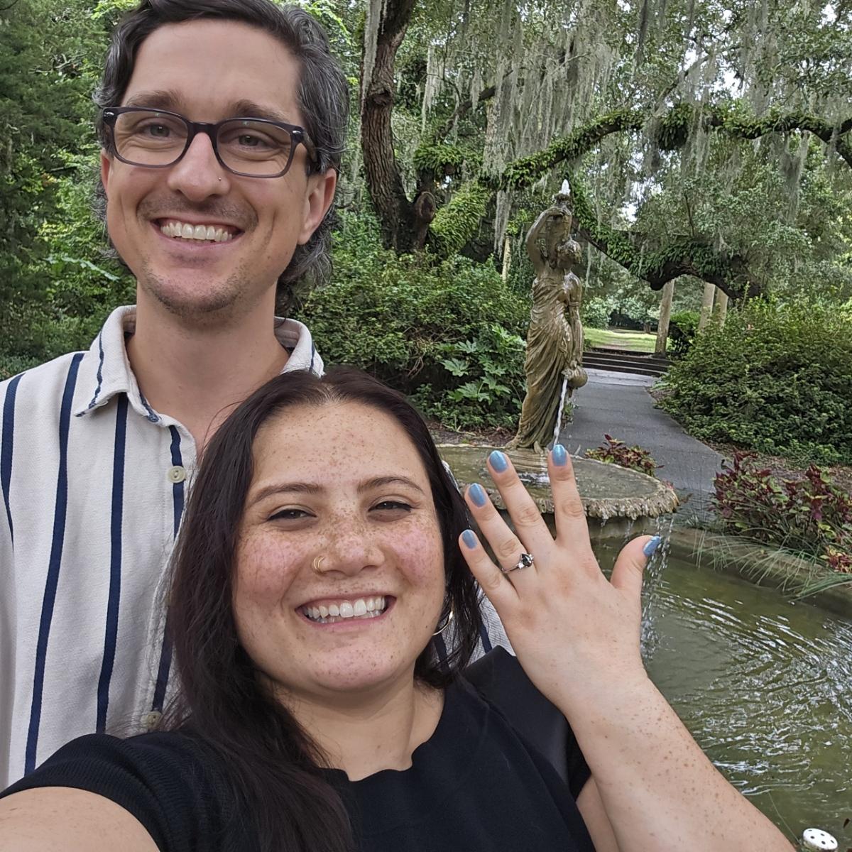 Our engagement trip! Photo taken at Airlie Gardens in Wilmington, NC - September 2024