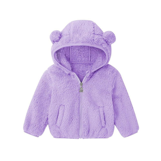 Adarl Baby Toddler Boys Girls Fleece Jacket with Hood Zip Up Cute Bear Coats for Infant Boys Girls Fuzzy Jacket with Ear 1-5T