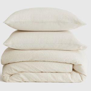 Organic Luxe Honeycomb Duvet Cover Set - Undyed, Full/Queen