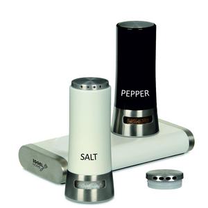 IGGEL Home Salt and Pepper Shaker Set - MAGNETIC Open Close Mechanism, Easy Flow of Herbs, Adjustable Pour Holes, Mess Free, Modern Design (Black, White)