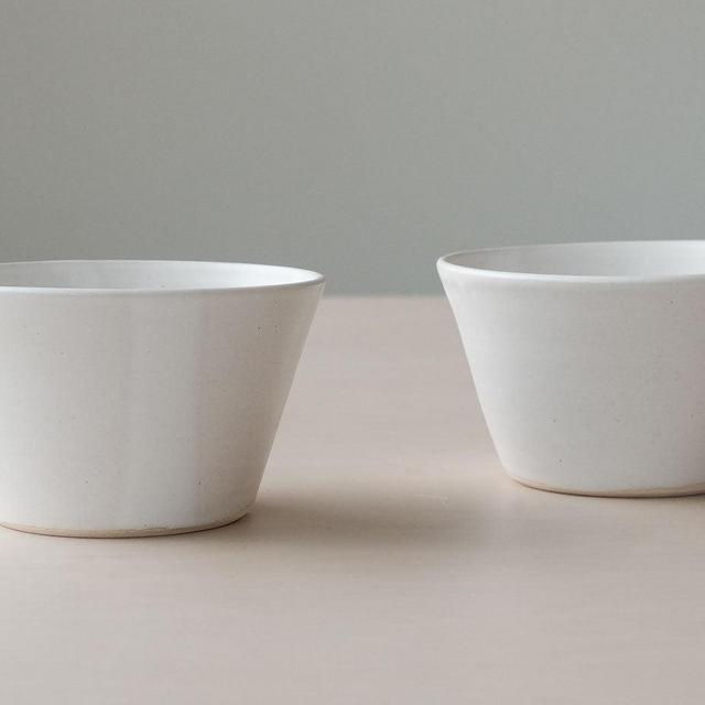 Set of 4 White Ice Cream and Cereal Bowls